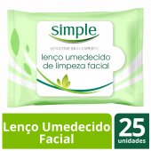 Lenço Umedecido para Limpeza Facial Simple com 25 unidades