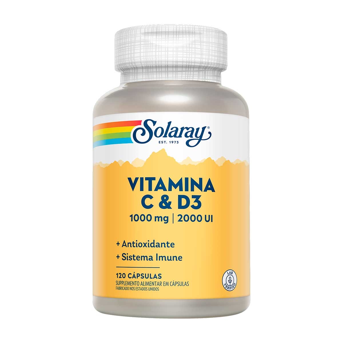 Suplemento Alimentar Solaray Vitamina C 1000mg + Vitamina D3 2000UI - 120 Cápsulas