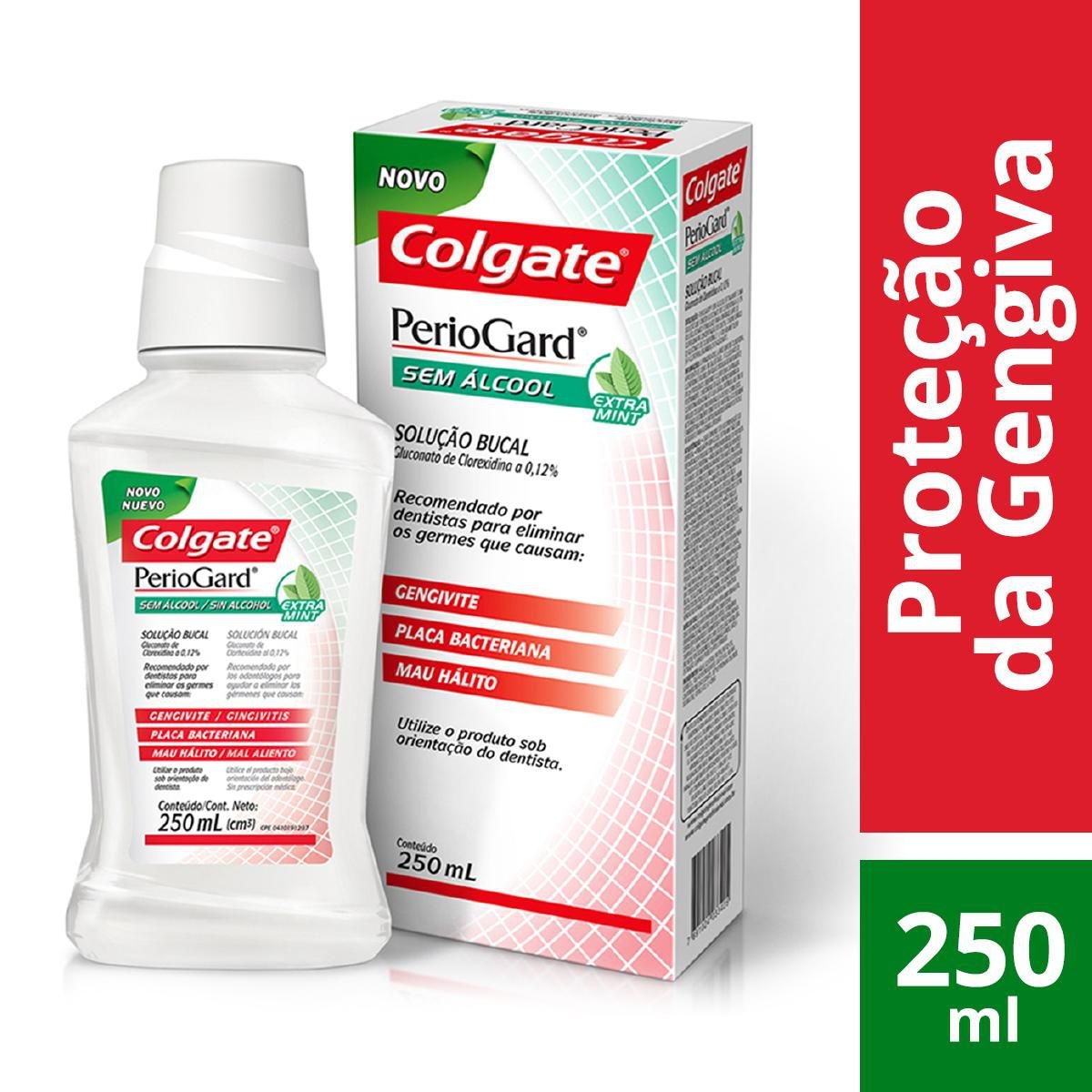 Enxaguante Anitsséptico Bucal Colgate PerioGard Extra Mint Sem Álcool com 250ml Menor preço em Enxaguante Anitsséptico Bucal Colgate PerioGard Extra Mint Sem Álcool com 250ml