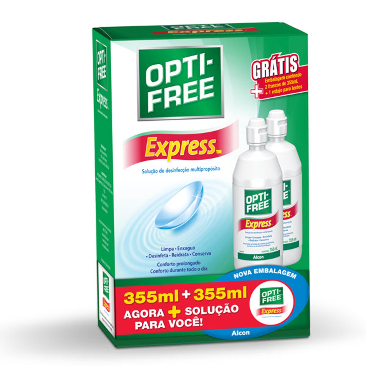 Solução Oftálmica Multipropósito Opti-Free Express 2 unidades com 355ml ...