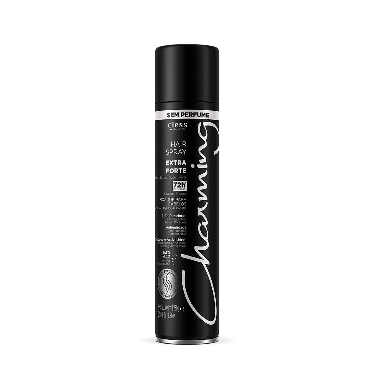 Spray de Cabelo Charming Black Sem Perfume com 400ml