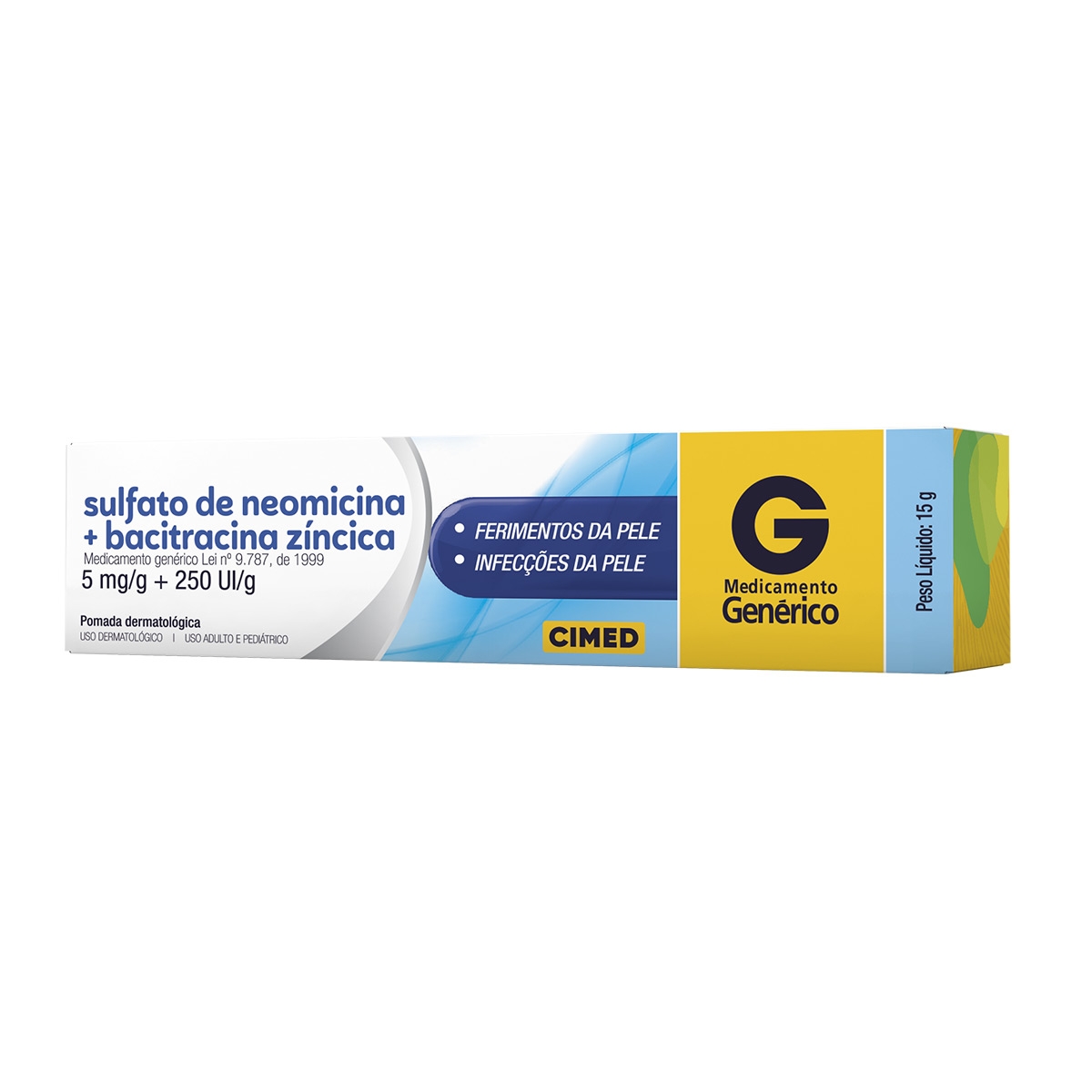 Sulfato de Neomicina 5mg + Bacitracina 250UI Pomada Dermatológica 15g Cimed Genérico