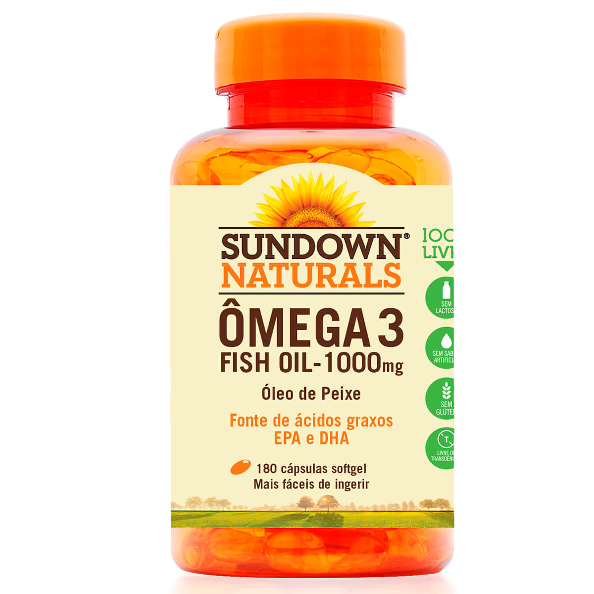 Ômega 3 Sundown Fish Oil Sundown Naturals 180 Cápsulas