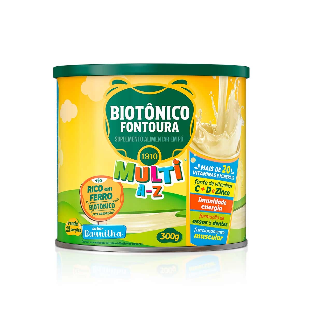 Suplemento Alimentar em Pó Biotônico Fontoura Multi A-Z Baunilha com 300g Biotonico Fontoura 300g