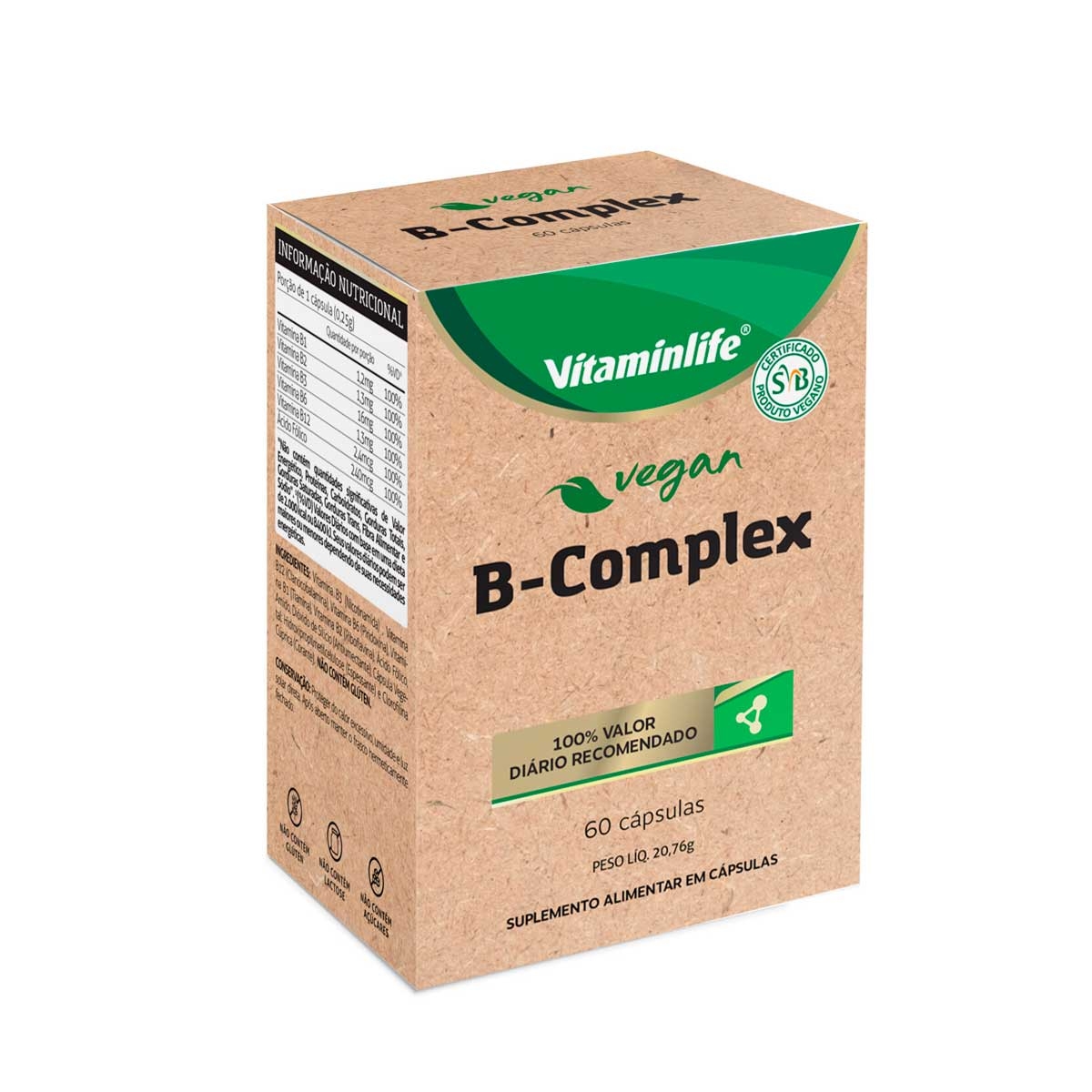 Suplemento Alimentar Vitaminlife Vegan B-Complex 60 Cápsulas