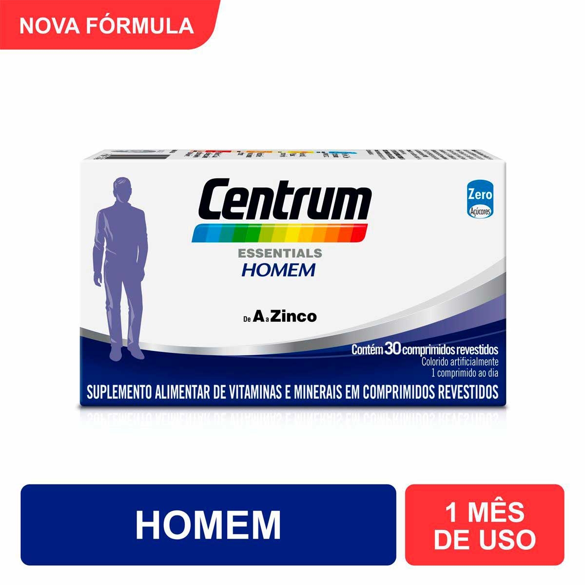 Multivitamínico Centrum Essentials Homem de A a Zinco com 30 Comprimidos Menor preço em Multivitamínico Centrum Essentials Homem de A a Zinco com 30 Comprimidos