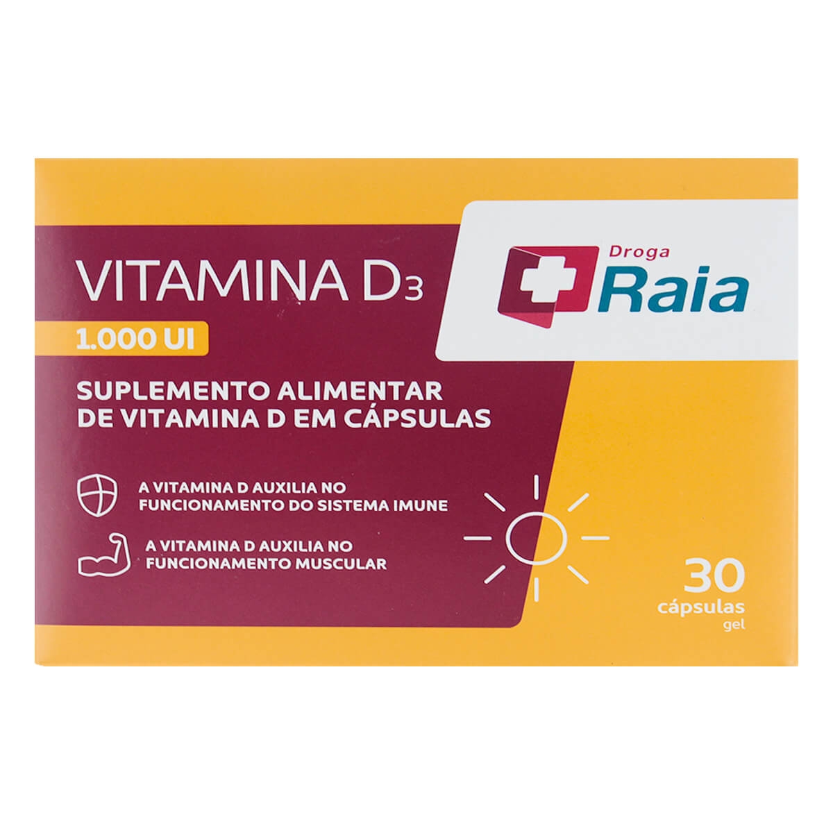 Vitamina D3 1000UI Droga Raia 30 Cápsulas