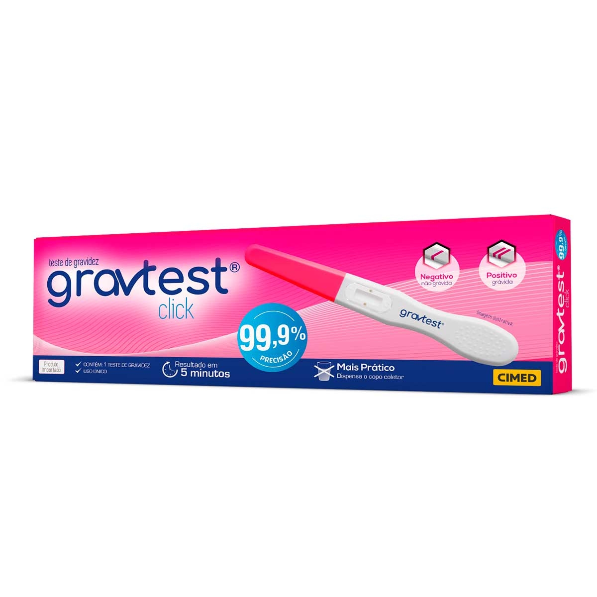 Teste de Gravidez Gravtest Click Cimed 1 unidade - onde comprar | Droga ...