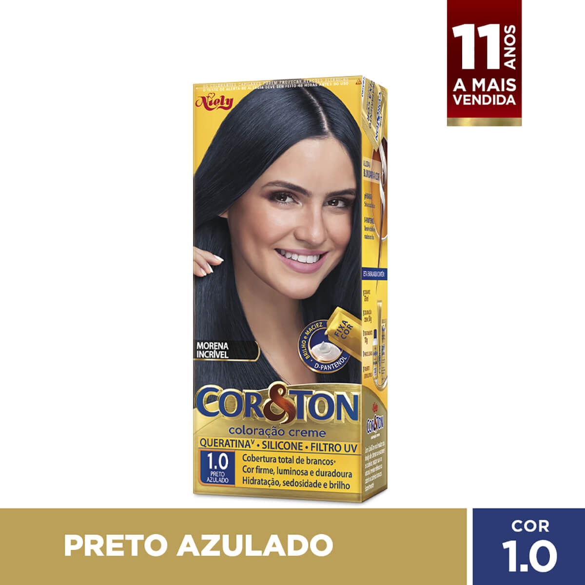 Tintura Cor&Ton Niely 1.0 Preto Azulado Menor preço em Tintura Cor&Ton Niely 1.0 Preto Azulado