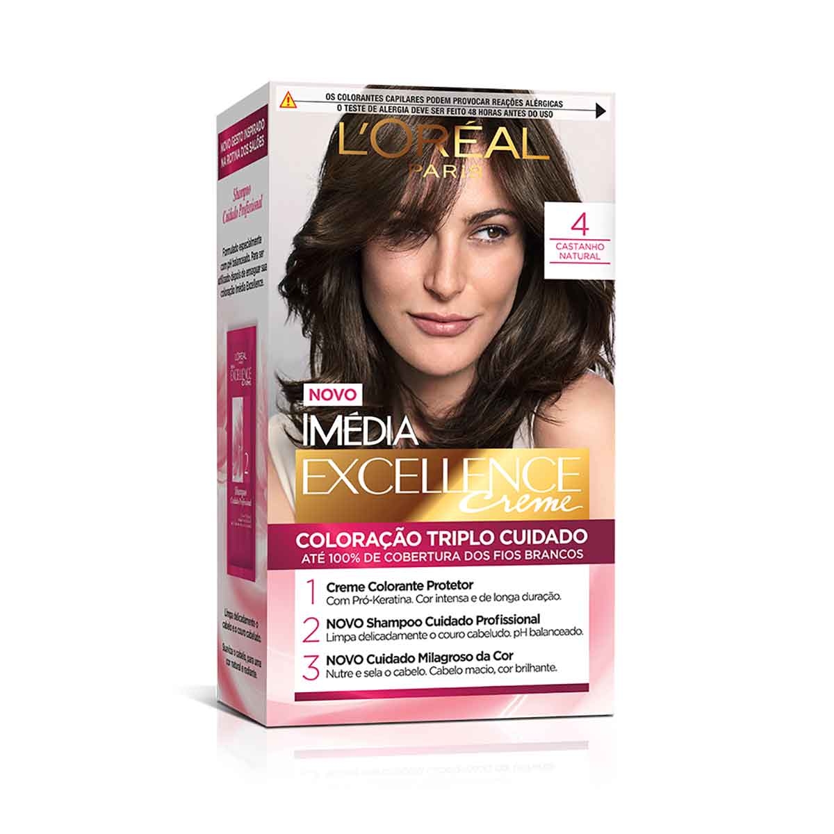 Tintura Permanente Imédia Excellence Creme 4 Castanho Natural com 1 Unidade Menor preço em Tintura Permanente Imédia Excellence Creme 4 Castanho Natural com 1 Unidade