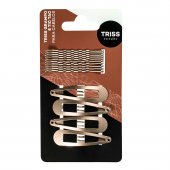 Kit Grampo Triss com 10 unidades + 4 Presilhas Tic Tac Douradas para cabelos