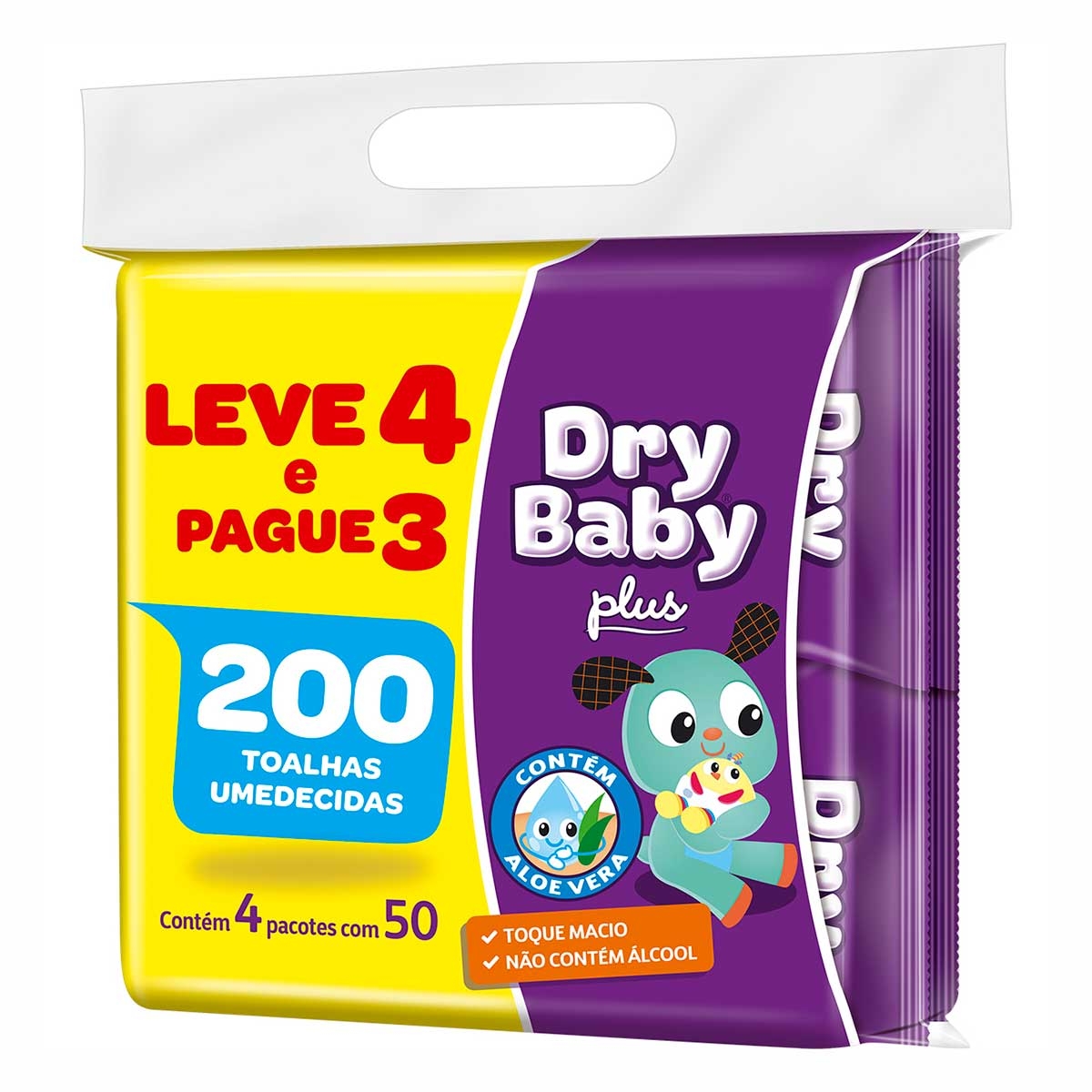 Toalha Umedecida Dry Baby com 200 Unidades 200 Unidades