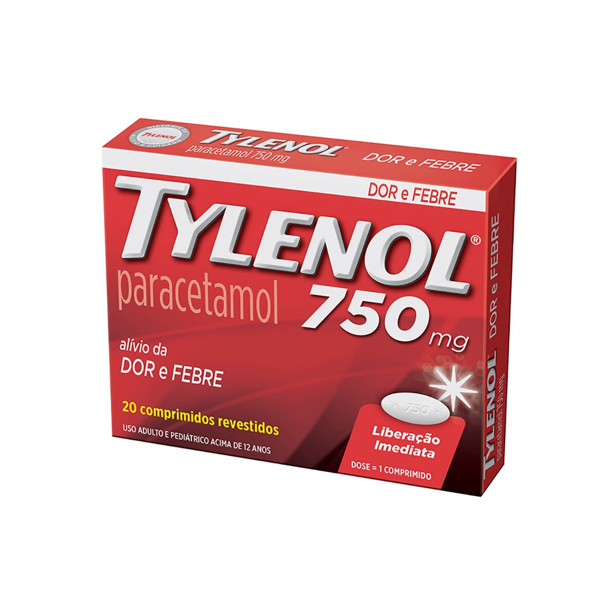 Tylenol 750mg com 20 comprimidos | Droga Raia