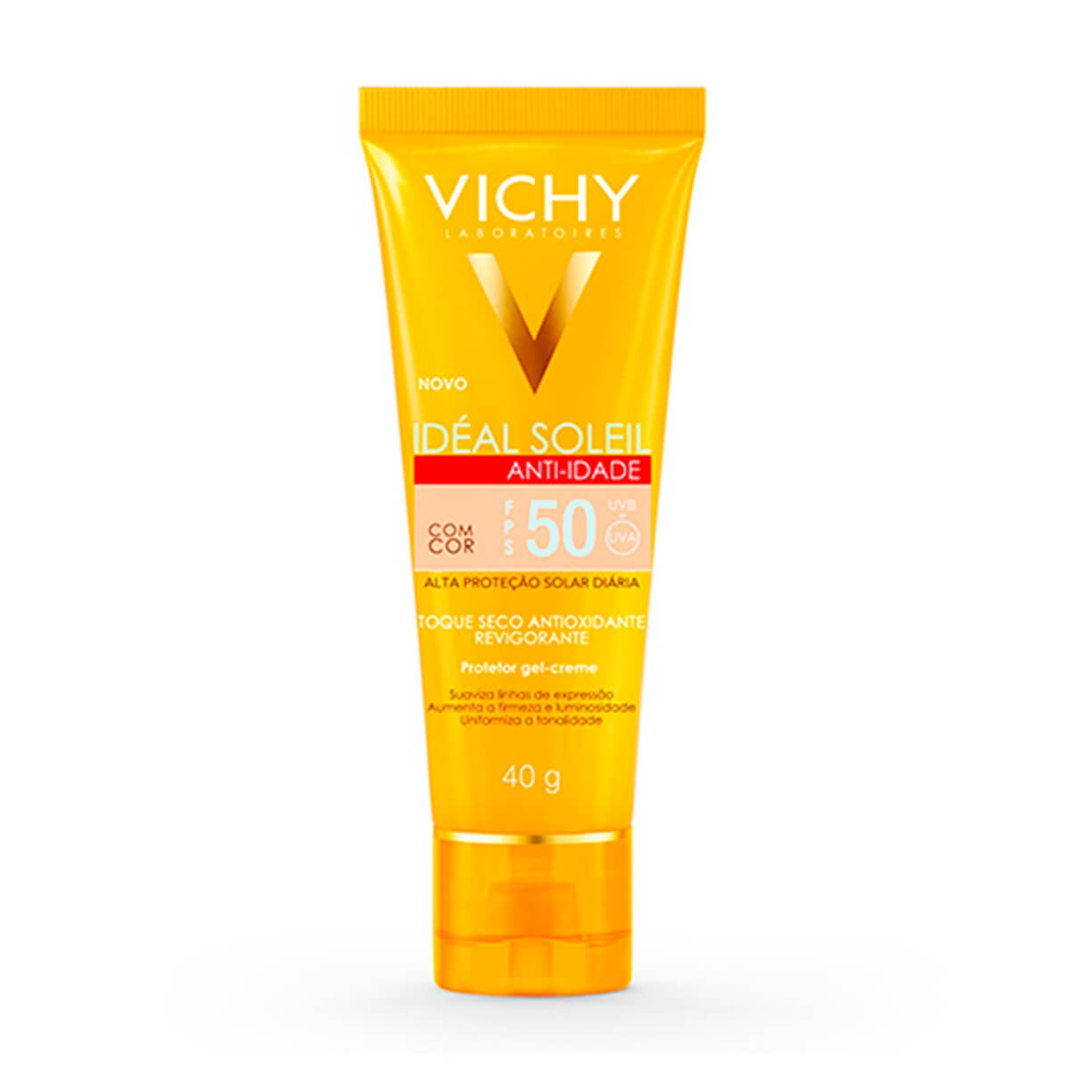 Protetor Solar Facial Vichy Idéal Soleil Anti-idade Toque Seco com Cor FPS50 40g