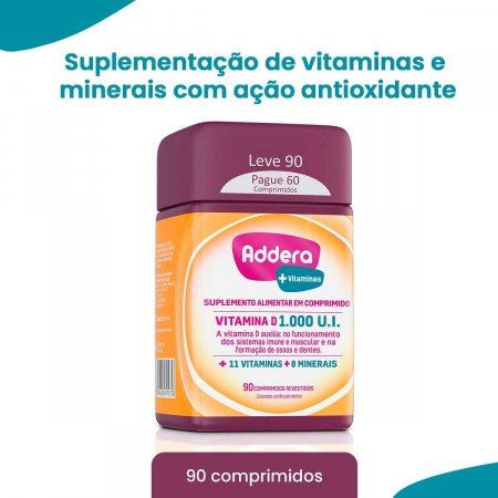 Vitamina D Addera +Vitaminas 1.000UI com 90 Comprimidos | Foto 2