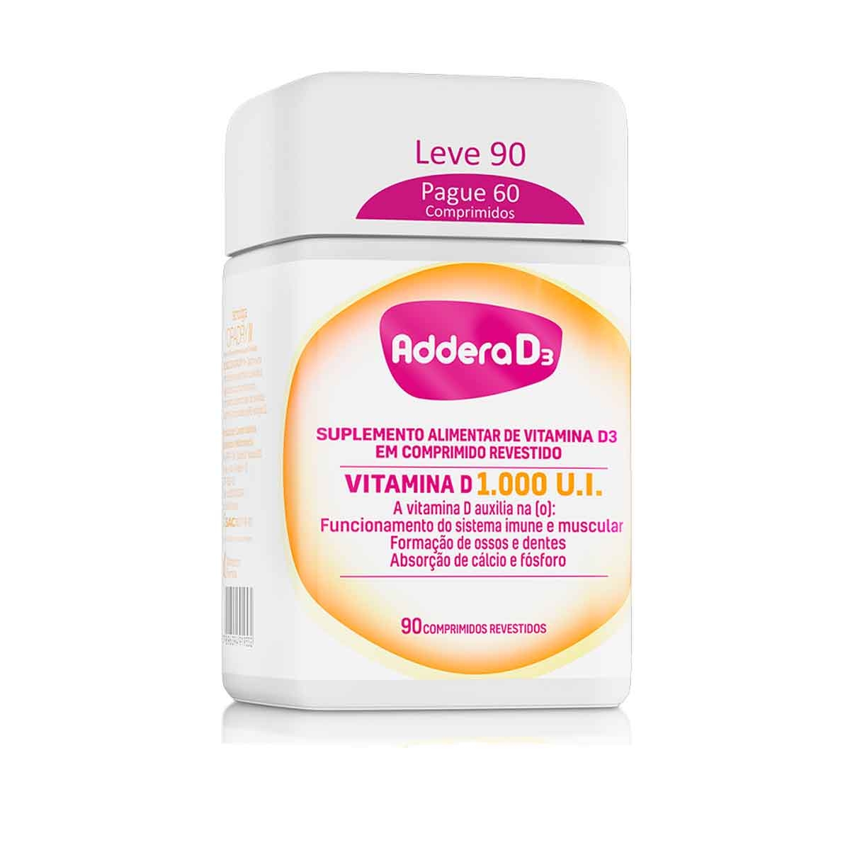 Vitamina D Addera D3 1.000UI com 90 Comprimidos 