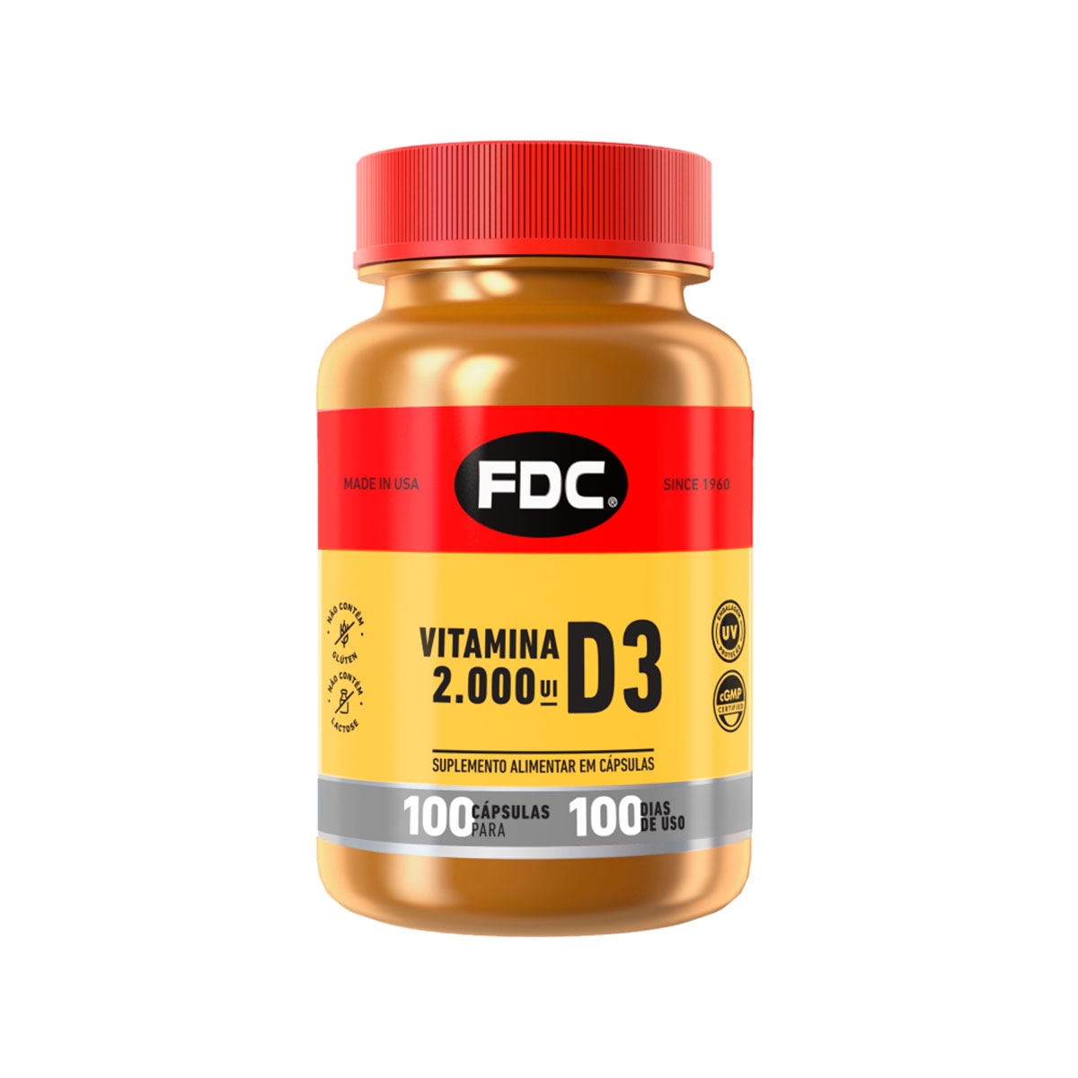 Vitamina D3 2000UI FDC com 100 cápsulas