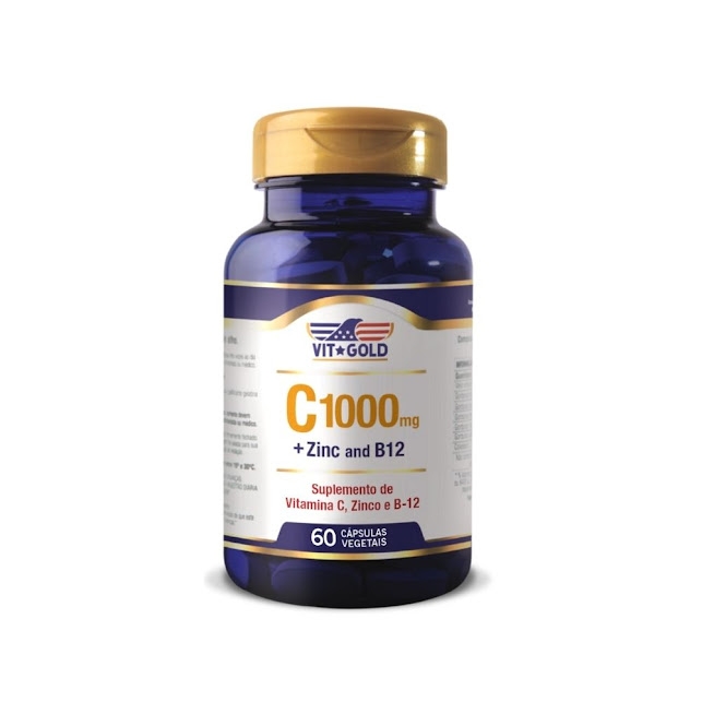 Vitamina C 1000 mg + Zinco e B12 Vitgold 60 Cápsulas