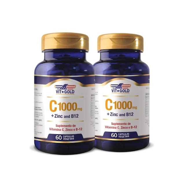 Kit 2x Vitamina C 1000mg + Zinco + B12  60 Cápsulas