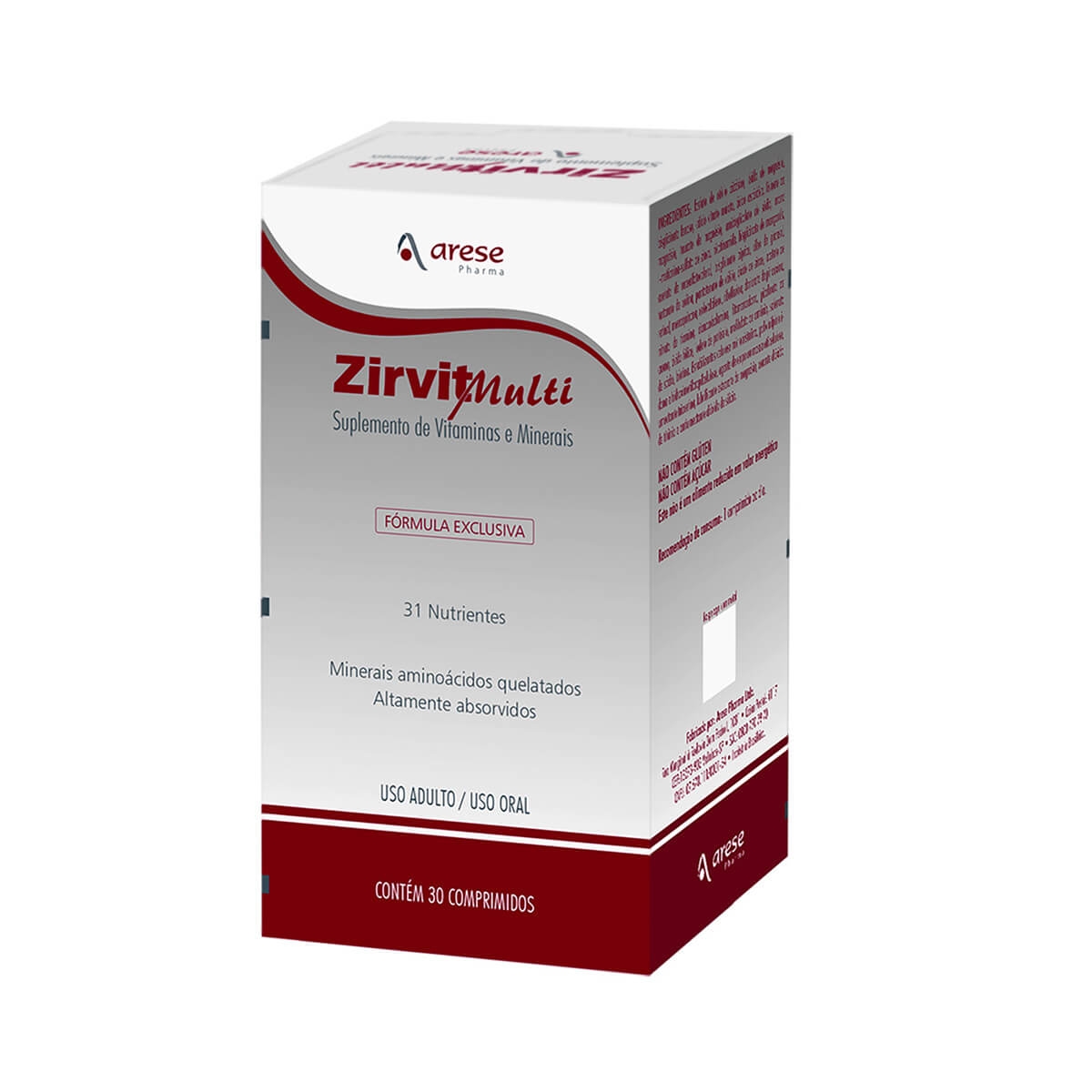 Suplemento Vitamínico e Mineral Zirvit Multi com 30 comprimidos