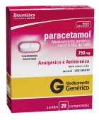 Paracetamol 750mg 20 comprimidos Aché Genérico