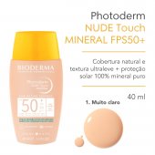 Protetor Solar Facial Bioderma Photoderm Nude Touch Muito Claro FPS 50+ com 40ml