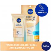 Protetor Facial Nivea Sun Triple Protect Antissinais FPS50 40ml