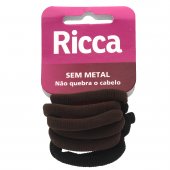 Elástico para Cabelo Ricca Basics Fashion sem Metal com 6 unidades