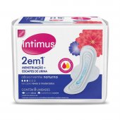 Absorvente Feminino Intimus 2 em 1 Noturno para Menstruação e Escapes de Urina 8 unidades