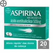 Aspirina Microativa Acido Acetilsalicilico 500mg 20 comprimidos