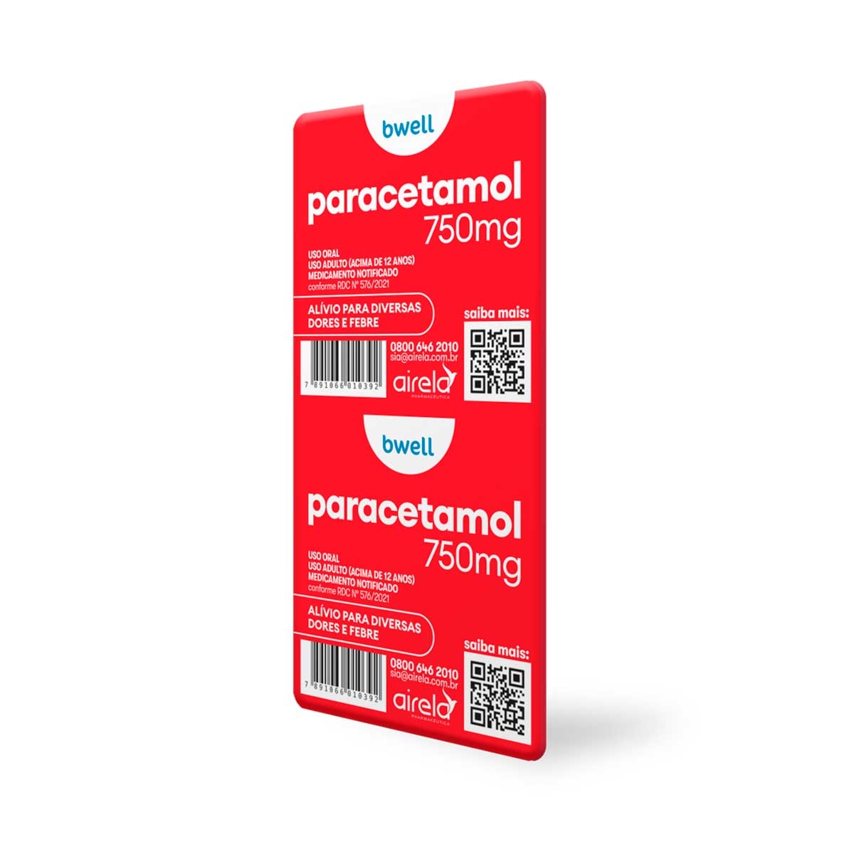 Bwell Paracetamol 750mg 20 Comprimidos | Droga Raia