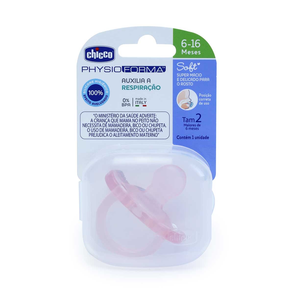 Chicco Chupeta Physio Soft Silicone Pink 0-6M  Cosmética, Alimentação  Infantil, Suplementos Desportivos