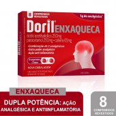 Doril Enxaqueca Ácido Acetilsalicílico 250mg + Paracetamol 250mg + Cafeína 65mg 8 comprimidos