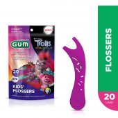 Flosser Infantil para Limpeza dos Dentes G.U.M Trolls Sabor Uva com 20 unidades