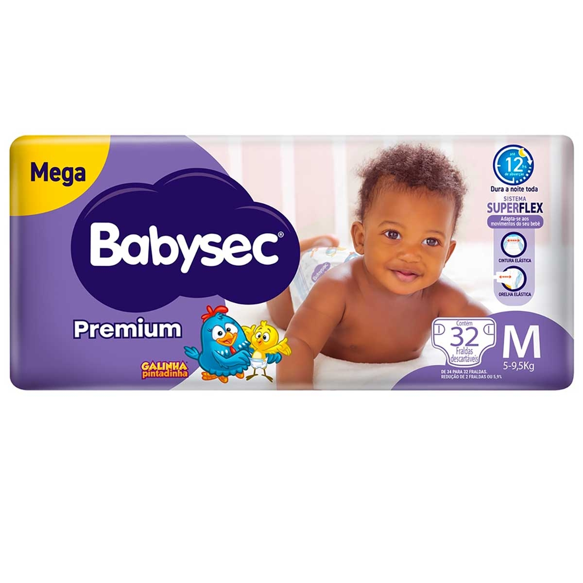 Fralda Babysec Galinha Pintadinha Mega - Tamanho M c/38 unidades