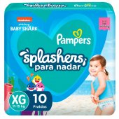 Fralda Pampers Praia e Piscina Splashers Baby Shark XG - 10 Unidades