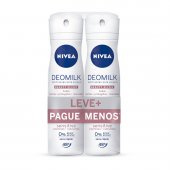 Kit Desodorante Aerosol Feminino Nivea Deomilk Beauty Elixir Sensitive com 2 unidades de 150ml