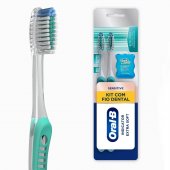 Kit Escova Dental Oral-B Sensitive Indicator Extra Macia + Fio Dental Oral-B Satin Floss