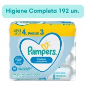 Kit Lenço Umedecido Pampers Higiene Completa com 192 unidades