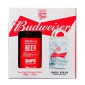 Kit Premium Beer Budweiser QOD Barber Shop Shampoo com 220ml + Beer Bag