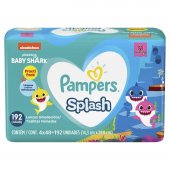 Lenço Umedecido Pampers Splash Baby Shark 4 Pacotes com 48 unidades cada