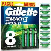 Carga para Aparelho de Barbear Gillette Mach3 Sensitive 8 unidades