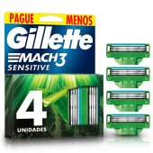 Carga para Aparelho de Barbear Gillette Mach3 Sensitive com 4 unidades