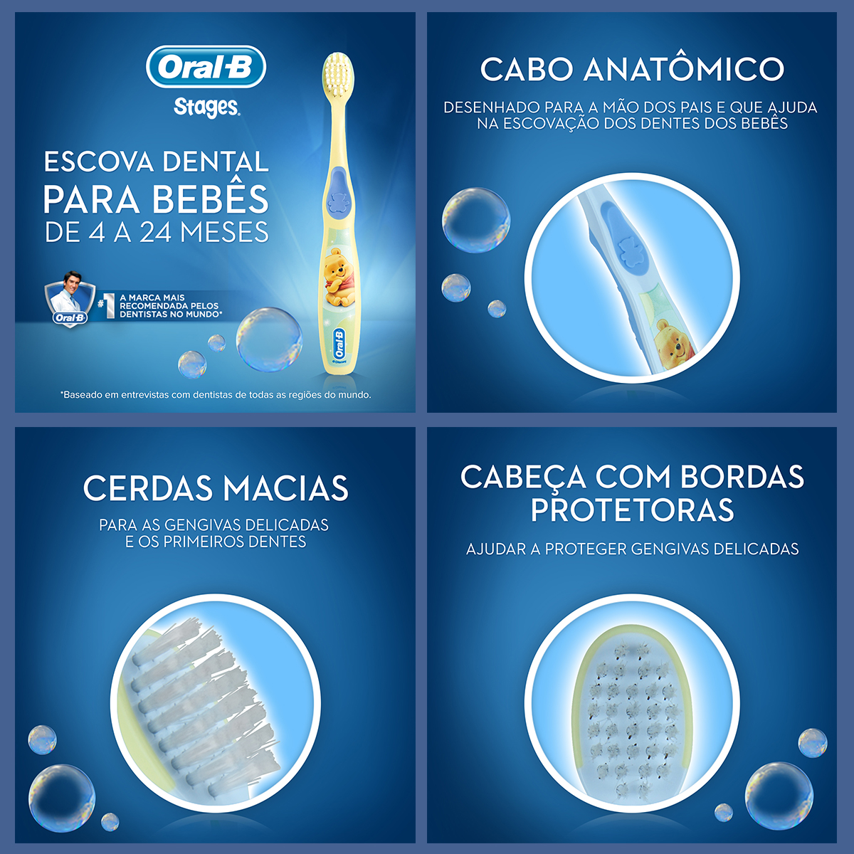 Escova De Dente Infantil Oral-B Stages 1 Bebês De 4-24 Meses Com 1 ...